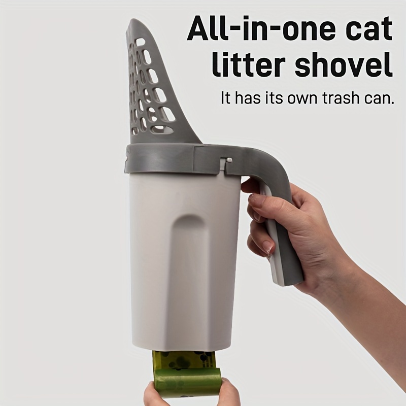 Large Capacity Cat Litter Box with Integrated Trash Can, Removable Deep Scoop, Easy Maintenance, Self-Cleaning Design, Durable PP Material - Ideal for Cats, Litter Waste Management|Modern Pet Accessory|Easyclean Material