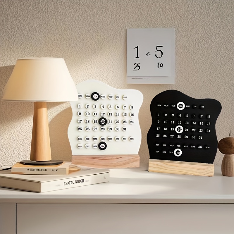 1/2pcs Wooden DIY Desktop Calendar, Creative Office Desktop Decoration, Holiday Decorative Calendar, High-Appearance Calendar, Perfect for Daily Planning, Study Gifts, and Desktop Accessories, Daily Schedule Planner, Ideal for Back-to-School Supplies