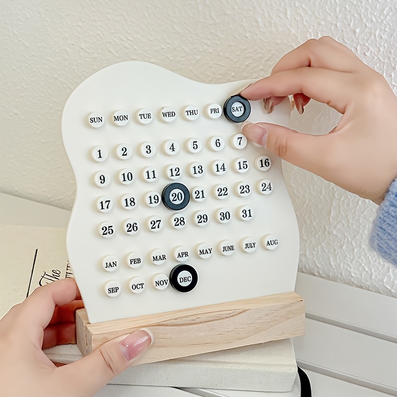 1/2pcs Wooden DIY Desktop Calendar, Creative Office Desktop Decoration, Holiday Decorative Calendar, High-Appearance Calendar, Perfect for Daily Planning, Study Gifts, and Desktop Accessories, Daily Schedule Planner, Ideal for Back-to-School Supplies