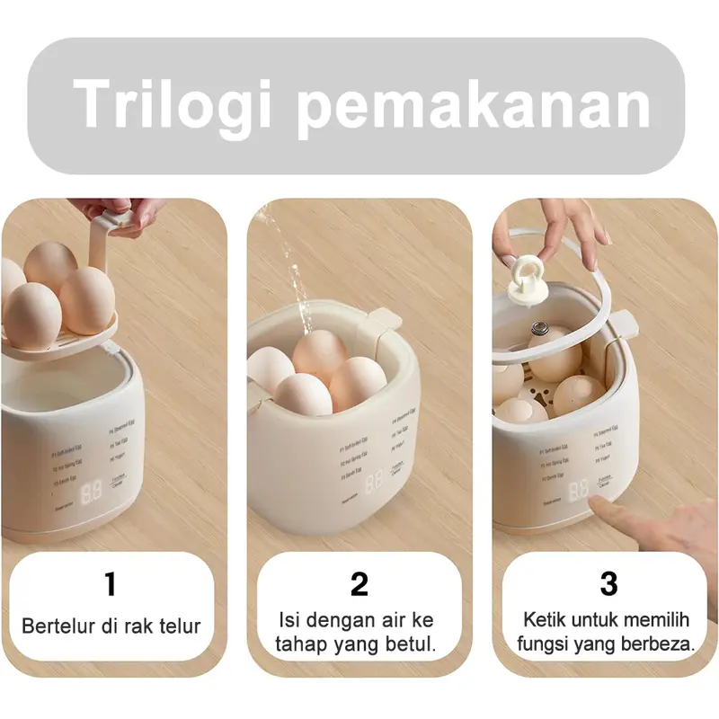 🥚✨ Telur Sempurna Setiap Kali SIMMO Smart Egg Steamer -  Letak Telur • Tekan Butang • Terus Siap Tanpa Gagal - 🔥 Produk Paling Laris Minggu Ini